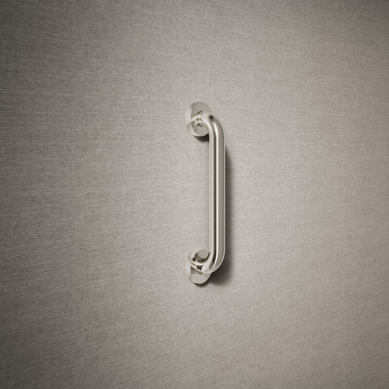 Barre d'appui contemporaine, L 12 po, Nickel poli éclatant