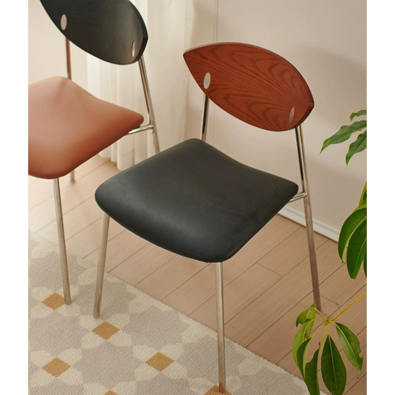Chaise à dossier simple en bois massif pour petit appartement, Noir