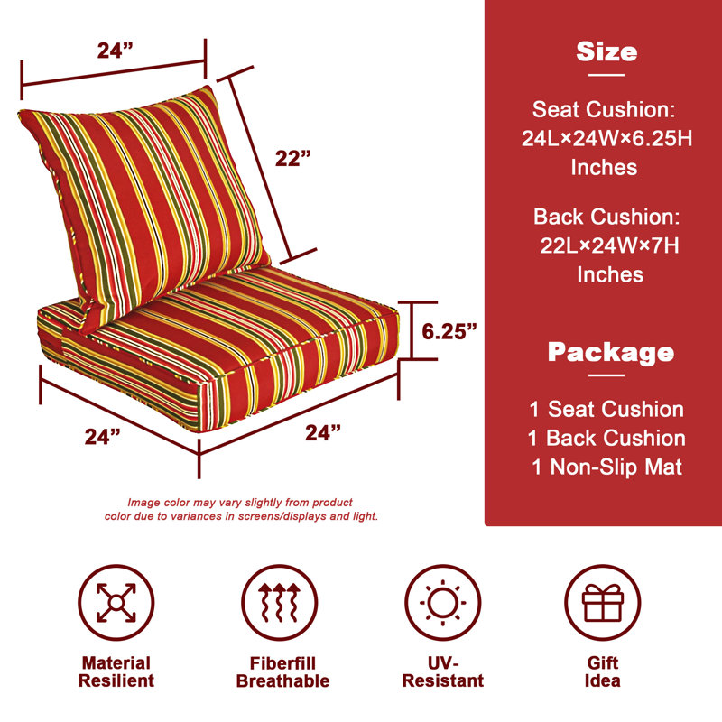 Outdoor 24.4'' Seat / Back Cushion