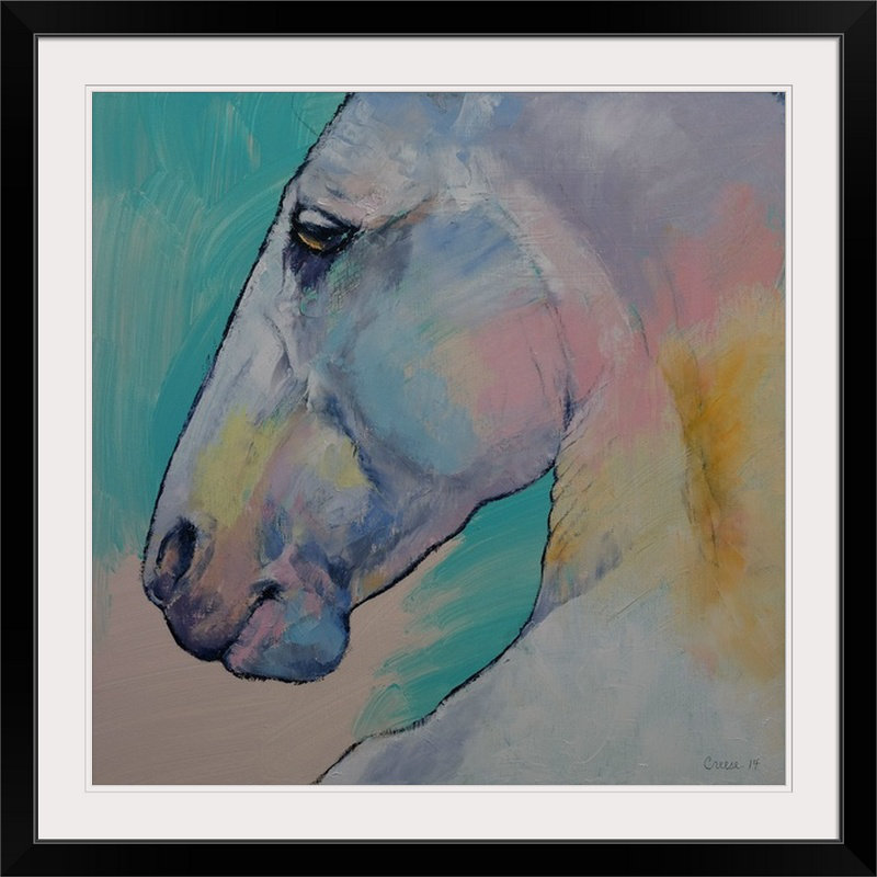 «Driton Lipizzaner Stallion» par Michael Creese, reproduction d'art, H 38 po x l 38 po x P 1 po, Cadre noir