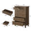 Commode haute 47 po pour chambre à coucher, commode 6 tiroirs rétro avec poignées sculptées et pieds fuselés, commodes en bois avec rangement de grande capacité-2106043065