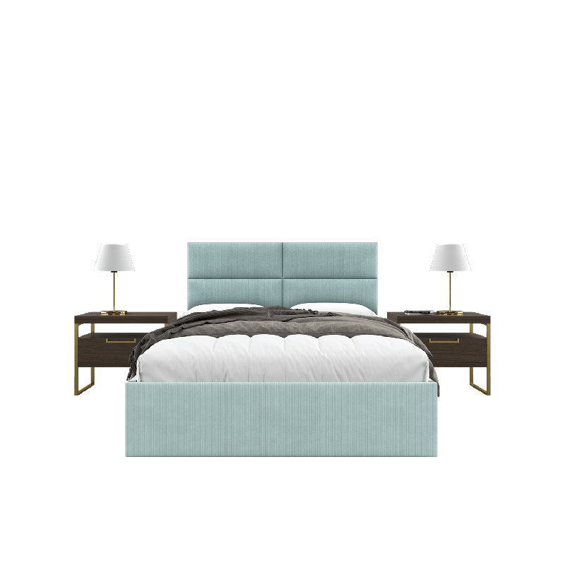 Panneaux muraux capitonnés Sapan - Têtes de lit murales pour lit queen/plein - Velours gris gothique - Ensemble de 4 panneaux modulaires