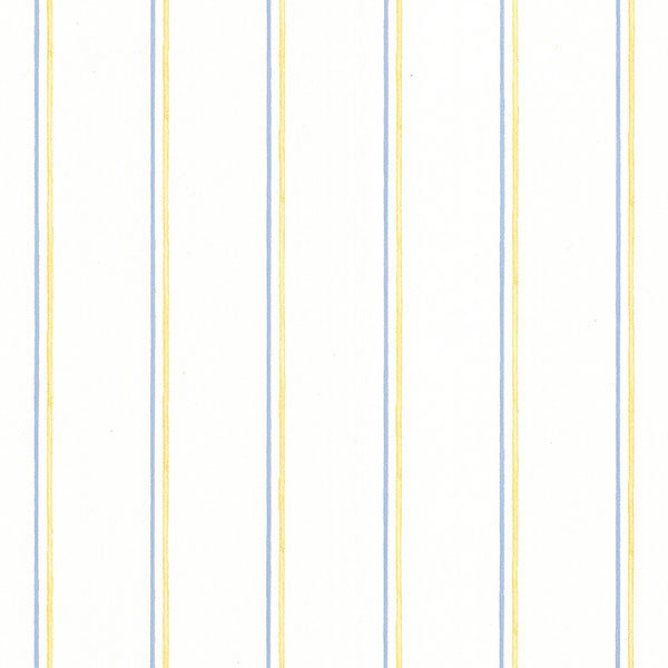Papier peint à rayures minces 32,7 pi x 20,5 po Sussex, Jaune / bleu