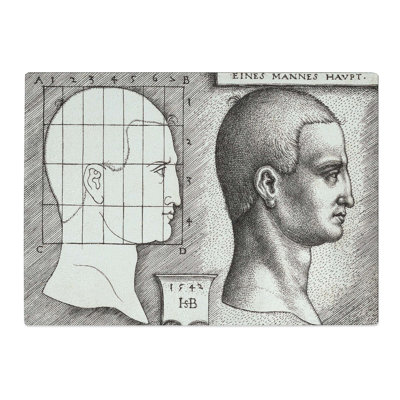 Tempered Glass Profile Study of a Mans Head by H.S. Beham Chopping Board