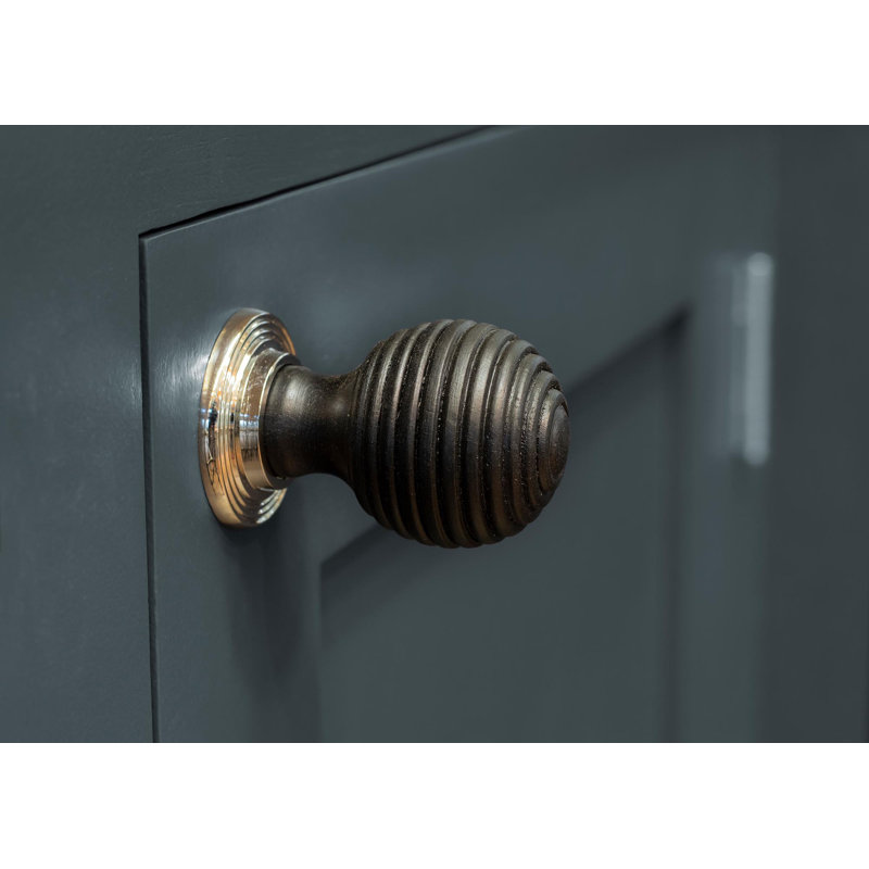 Beehive Cabinet Round Knob, Ebony, Polished Nickel