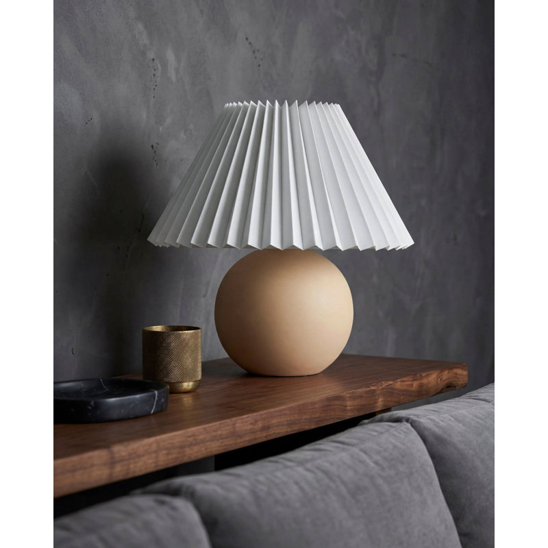 Lampe de table Aguilera, Empire plissé, Beige