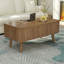 Table basse à plateau relevable 3 en 1, conception convertible cannelée pour la salle à manger et le rangement, parfaite pour les espaces de vie modernes