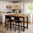3 Piece Bar Table Set Of 2, 47" Rectangle Pub Bar Table With 2 PU Leather Upholstered Backrest Stools, Small Space Kitchen Dining Table Set For Kitchen, Living Room, Apartment-184924246