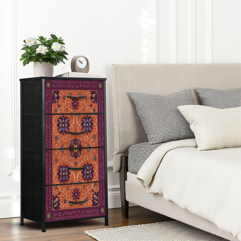4 Drawer Dresser for Bedroom, Narrow Chest of Drawers, Wooden Top and Study Iron Frame 18"x37.5"-(WxH) Latitude Run 4 Drawer Dresser for Bedroom, Narrow Chest of Drawers, Wooden Top and Study Iron Frame 18"x37.5"-(WxH) Latitude Run