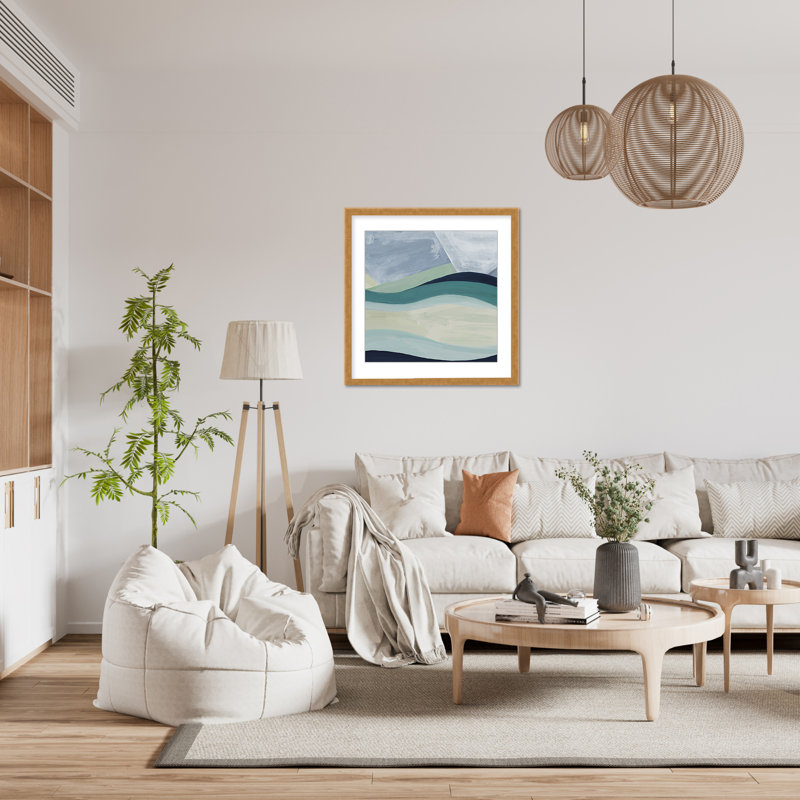 Coastal Retreat Serene Waters: Abstract Seaside, 24" H x 24" W