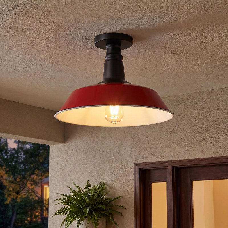 Plafonnier semi-encastré 1 lumière 14 po, Rouge