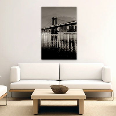 Pont de Manhattan la nuit - paysages, photographie, ponts, État de New York, États-Unis, paysages urbains, art de New York