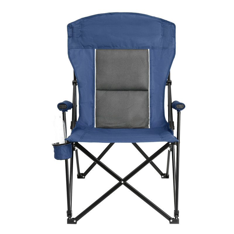 High Back Lawn Chair For Outdoor Relaxation, Support 250Lbs, Foldable And Lightweight, Navy Blue, Stable Heavy Duty Collapsible With Cup Holder, 250Lbs Support, Back, Breathable Mesh , Patio