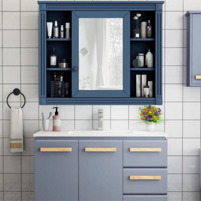 Maybelle 35'' W 28.75'' H Wall Mounted Required Framed Medicine Cabinet Mirror 8 Adjustable