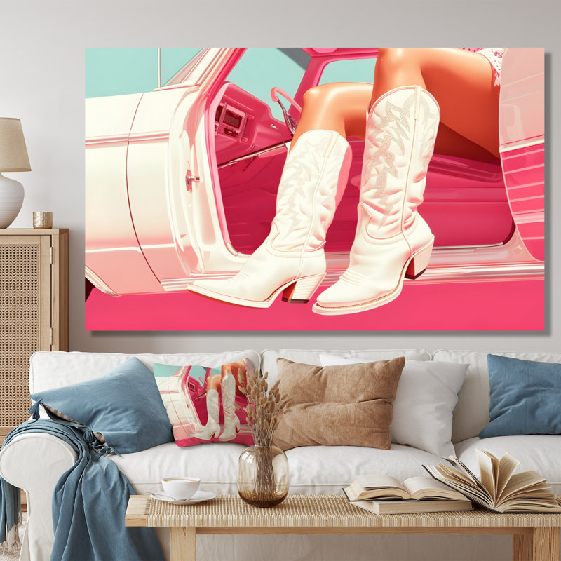 «White Cowboy bottes on Interstate 410 I - Cowgirls», art mural, Toile tendue, 16" H x 32" W