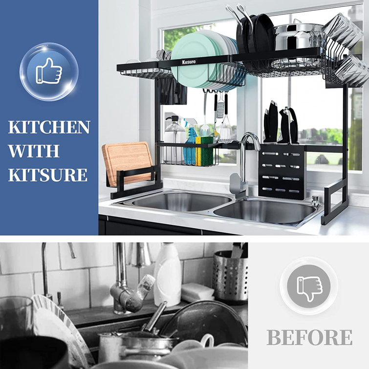 Kitsure Dish Drying Rack - Multipurpose 2-Tier Dish Rack, Dish Drainer