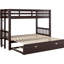 Lit superposé simple au-dessus d'un lit gigogne avec gigogne, peu encombrant pour les nuitées, escalier sécuritaire, Flex Placement, lit gigogne en pin, petites pièces, garde-corps, choix de position, cadre-1020218189