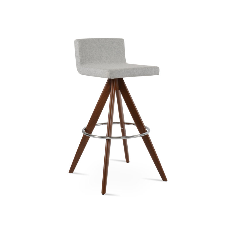 Tabouret pivotant Dallas Pyramid, Tabouret de bar (siège d'une hauteur de 29,5 po), Bleu, Noyer