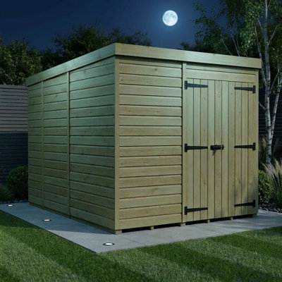 Total Sheds 7ft x 9ft Pent Garden Shed - Double Door - No Windows - Pressure Treated Timber - UK Manufactured