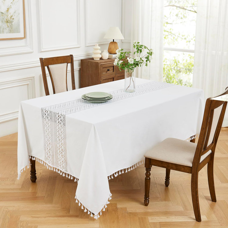 Nappe lourde en coton avec crochets rectangulaires, L 84 po x l 70 po, Blanc