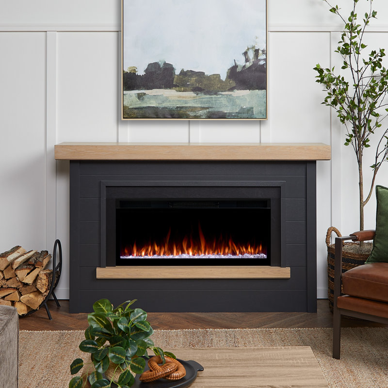 Foyer électrique de paysage 65 "Bernice par Real Flame, Gris anthracite, Foyer intelligent