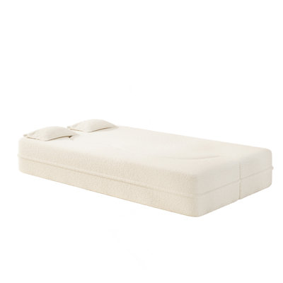 Canapé-lit moderne en tissu convertible avec 2 coussins et matelas pliant simple pour un confort accru