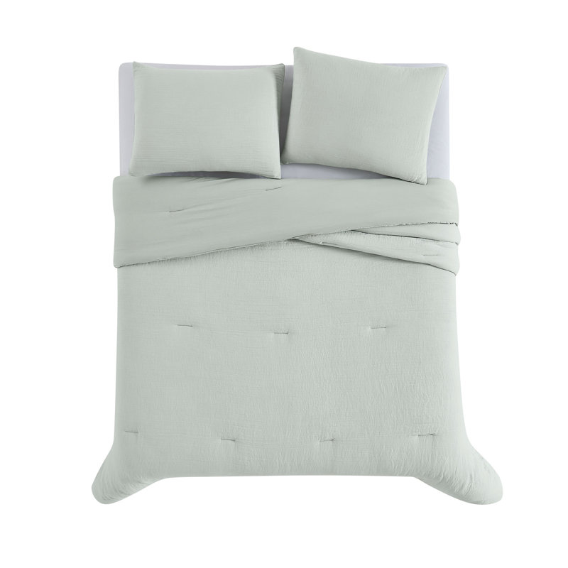 Reta Solid Colour Comforter Set, King Comforter + 2 King Shams, Grey
