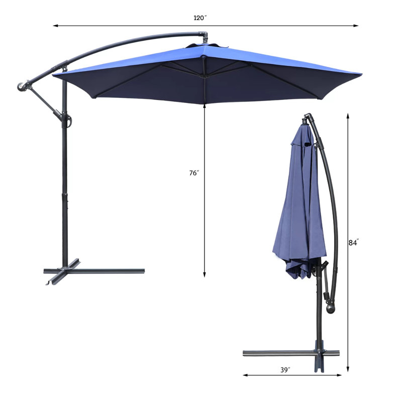 Parasol en porte-à-faux 10 pi Stuart, Bleu très foncé