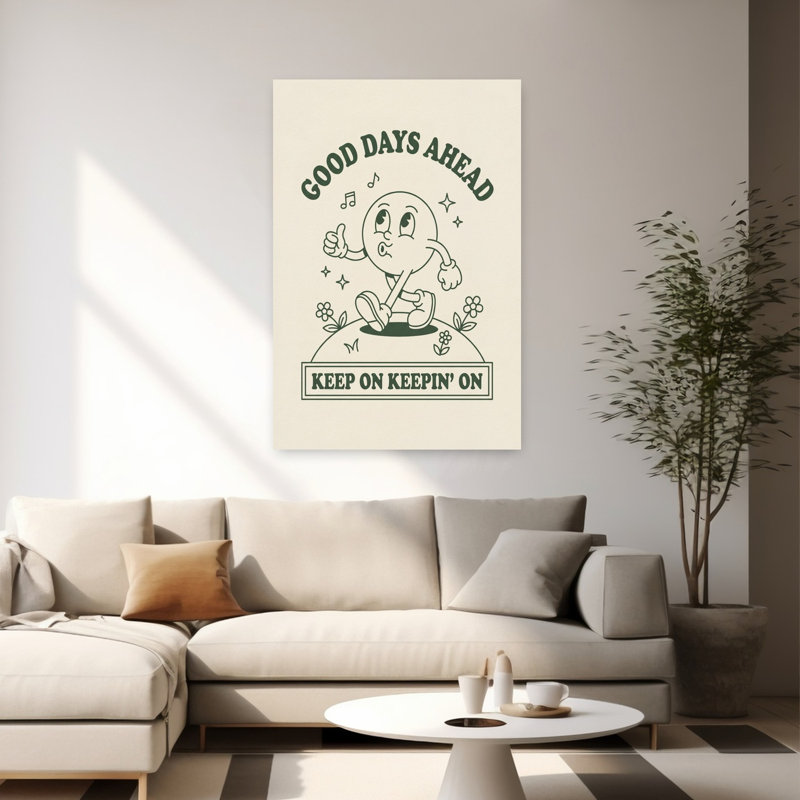 «Good Days Ahead», art mural rétro rétro, H 60 po x l 40 po