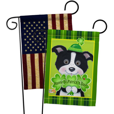 Drapeau de jardin en polyester 18 x 13 po St. Pat's Puppy