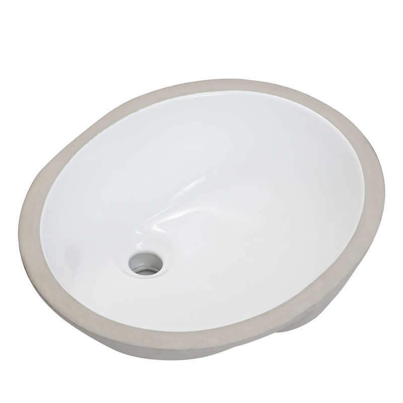 RENIST 15.75" Ceramic Oval Undermount Bathroom Sink with Overflow