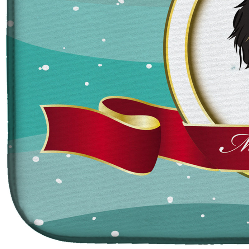 Tapis de séchage teckel à long teckel merry christmas, Noir