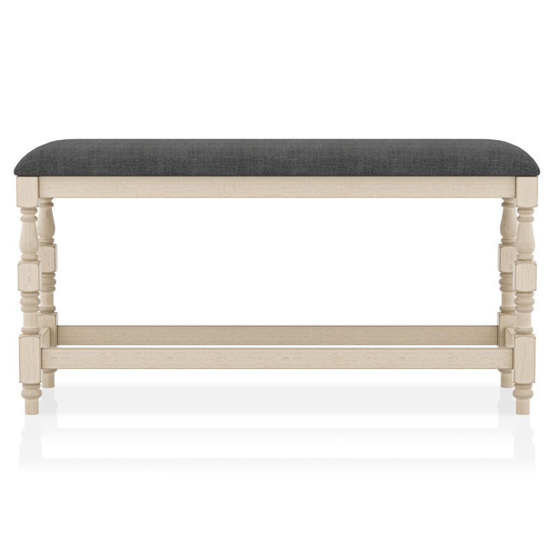 Banc à hauteur de comptoir Holtzclaw, Gris foncé, Ivoire ivoire