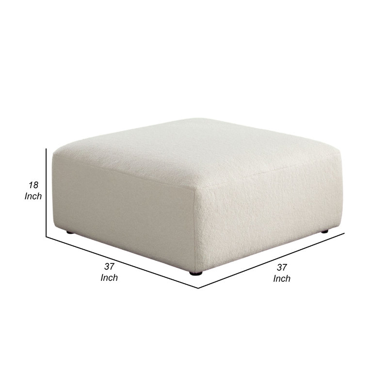 Repose-pieds modulaire Zey, carré de 37 pouces, tissu Sherpa, Ivoire ivoire