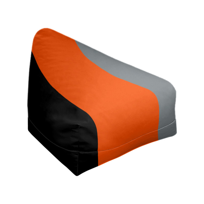 Bean Bag Cover, 42" H x 38" W x 2" D, Black/Orange/Silver