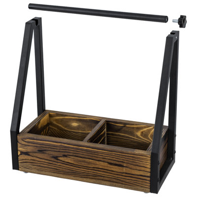 Porte-serviettes en métal et bois avec rangement pour épices