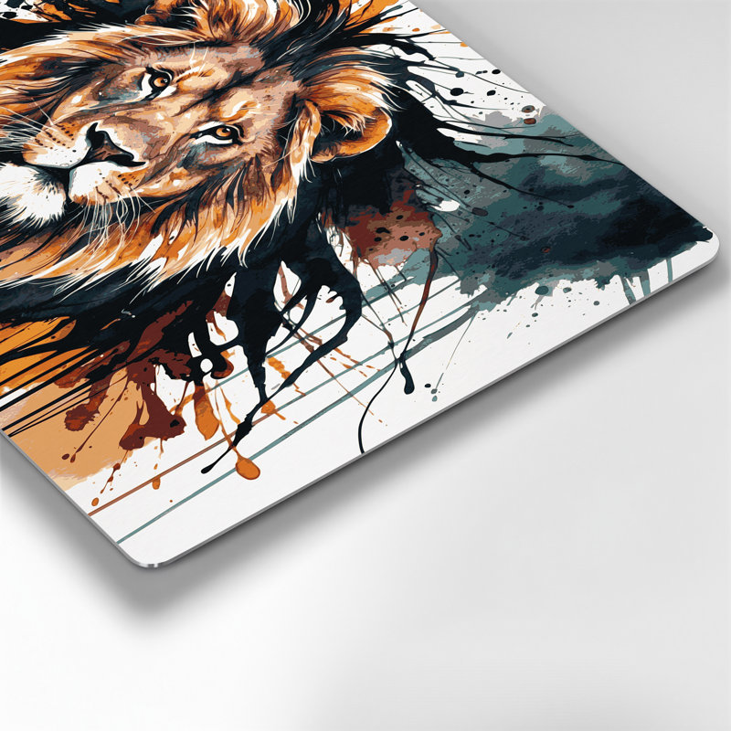 Art mural en métal, faune, lion asiatique, H 11 po x l 14 po