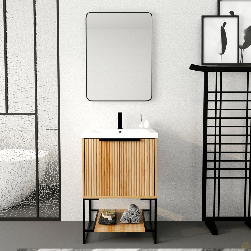 Meuble-lavabo autoportant de 24 po avec lavabo en résine