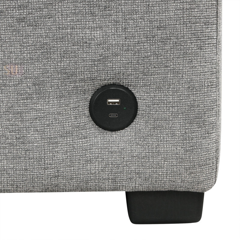 Canapé-lit convertible avec causeuse USB et porte-gobelets pour salon, Gris
