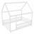 Full Size Floor Wooden Frame Materialen Bed Frame With House Roof Frame, Fence Guardrails,In White Finish-629549461-629549466