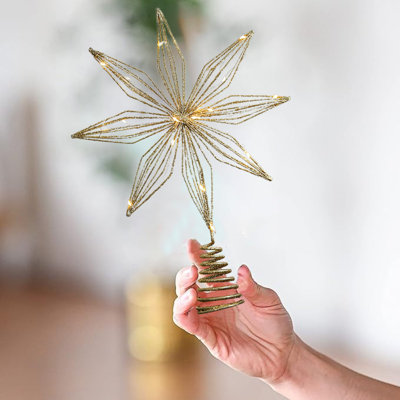 Star Christmas Tree Top Decoration Lighting Holiday Decoration Three Dimensional Top Star Hollow Out Tree Top Star