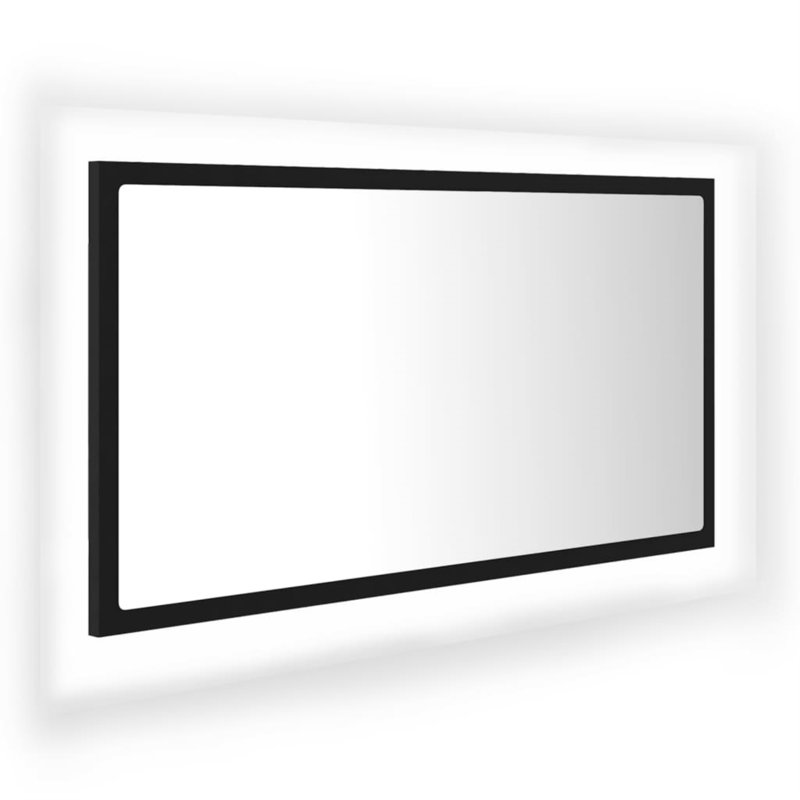 Engineered Wood Flat Wall Mirror, Black, 14.57" x 31.5"