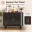 Black Mid-Century Modern 39 Inch Fluted Liquor & Coffee Bar Cabinet, Bar Storage Cabinet with 6 Wine Racks, 3 Glass Holders, Large Drawer and 4 Side Hidden Storage Compartments