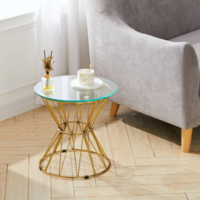 Potvin Glass Top Pedestal End Table