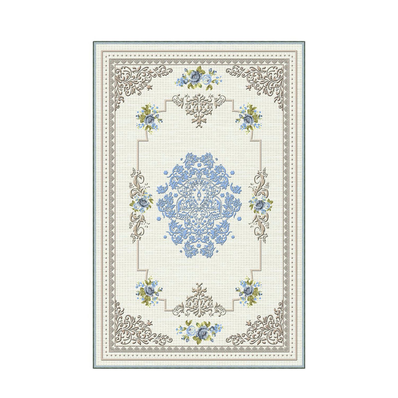 Stylish Woven Carpet, 5.2 x 7.5 Feet | 100% Polyester, 0.3 in Pile Height, Antibacterial, Non-Slip PVC Dot Underside | Machine Washable, 3D Digital Print | Perfect for Living Room, Bedroom & Home Décor