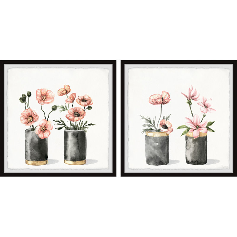 Vase With Gold Lining by Parvez Taj - 2 Piece Single Picture Frame Painting Set, 30" H x 30" W x 3.81" D