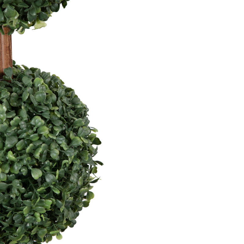 38" Two-Tone Green Boxwood Triple Ball Topiary in Round Pot