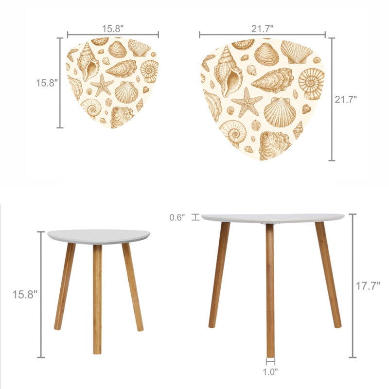 Ensemble de 2 tables basses gigognes Triangle Seashell Starfish