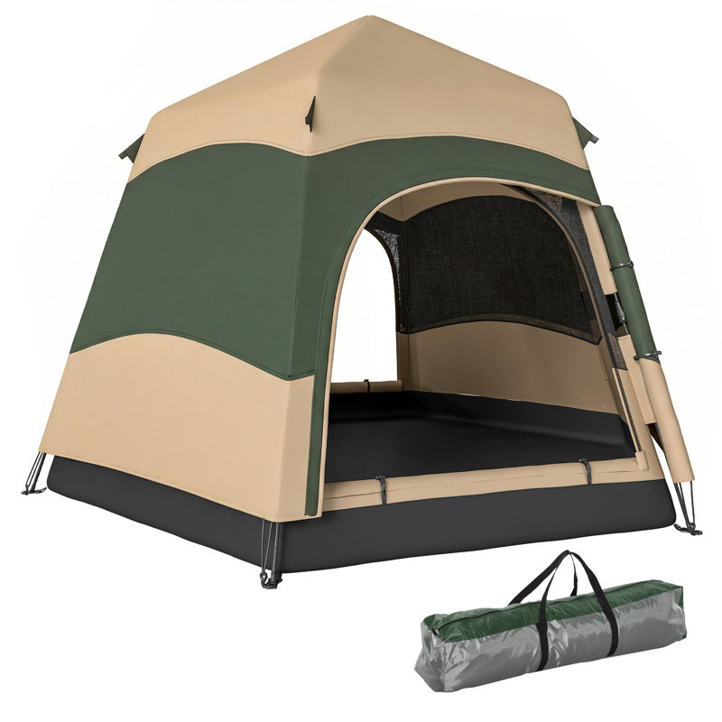 4 Person Tent, Green/Khaki