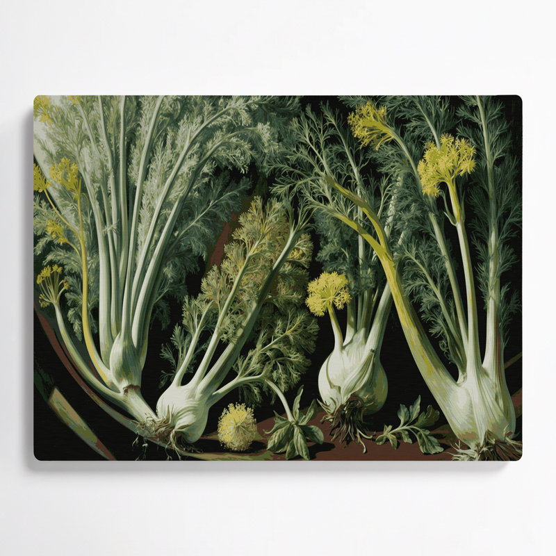 Art mural en métal vert légumes Fenouil, H 11 po x l 14 po